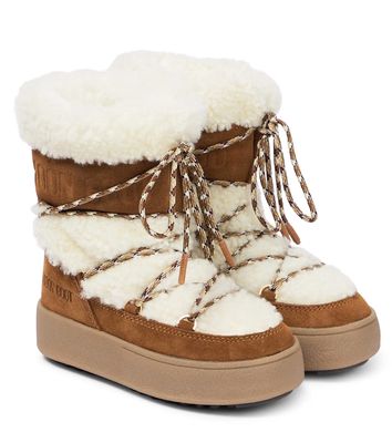 Moon Boot Kids Jtrack Junior shearling and suede snow boots