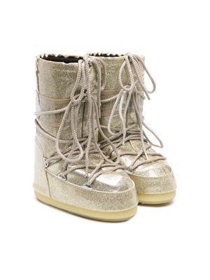 Moon Boot Kids Jtrack Tube glitter snow boots - Gold