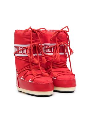 Moon Boot Kids logo-print detail ski boots - Red