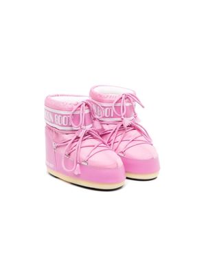Moon Boot Kids logo-print lace-up ankle boots - Pink