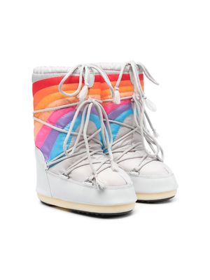 Moon Boot Kids rainbow-stripe snow-boots - Grey