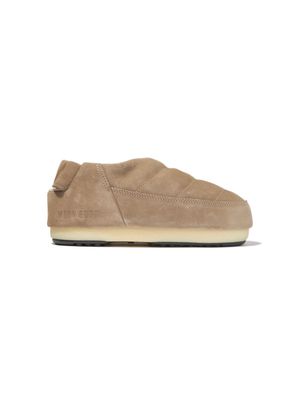 Moon Boot Kids round-toe suede slippers - Neutrals