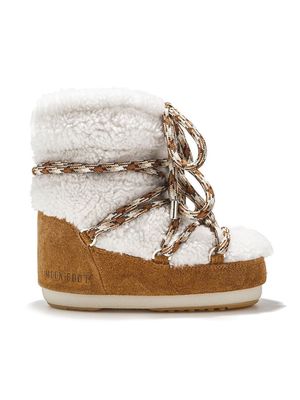 Moon Boot Kids shearling-trimmed ankle boots - Brown