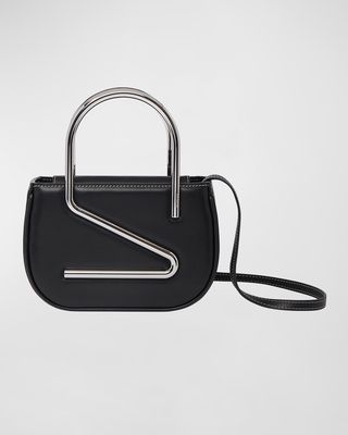 Moon Metal Leather Top-Handle Bag