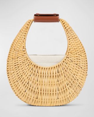 Moon Mini Wicker Top-Handle Bag