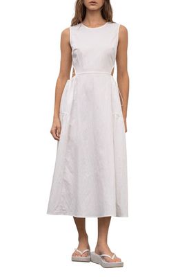 MOON RIVER Cutout Drawcord Waist A-Line Dress in White