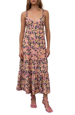 MOON RIVER Floral Cutout Maxi Dress in Pink Multi