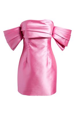 MOON RIVER Off the Shoulder Puff Sleeve Minidress in Pink