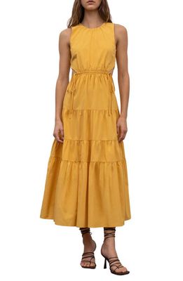 MOON RIVER Open Back Tiered Dress in Yellow