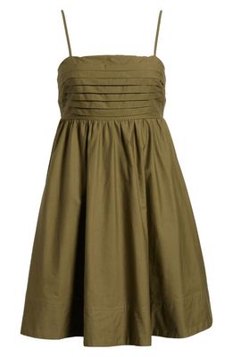MOON RIVER Pleated Cutout Tie Back A-Line Dress in Olive