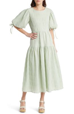 MOON RIVER Woven Textured A-Line Dress in Sage