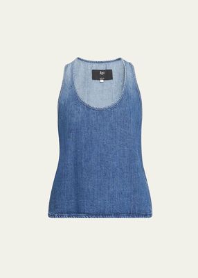 Moon Scoop-Neck Denim Tank Top