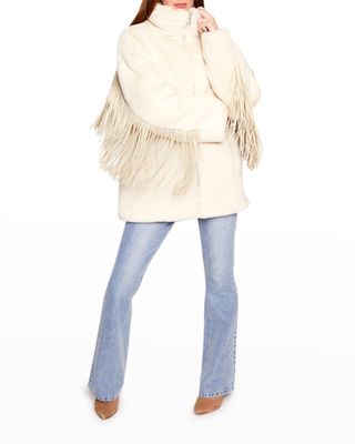Moonlight Spell Vegan Fur Jacket with Faux Leather Fringe
