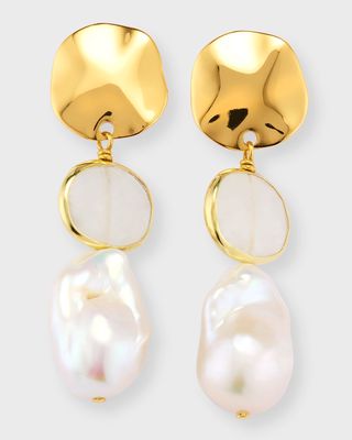 Moonstone and Baroque Pearl Drop Earrings
