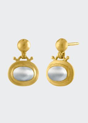 Moonstone Bell Earrings Small 22K Gold 2 ct.
