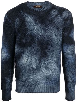 Moorer abstract-print cable-knit jumper - Blue