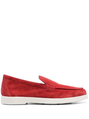 Moorer almond-toe suede loafers - Red