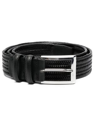 Moorer braided leather buckle belt - Black
