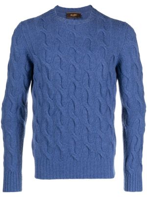 Moorer cable-knit crew neck jumper - Blue