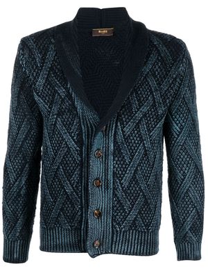 Moorer cable-knit fitted cardigan - Blue