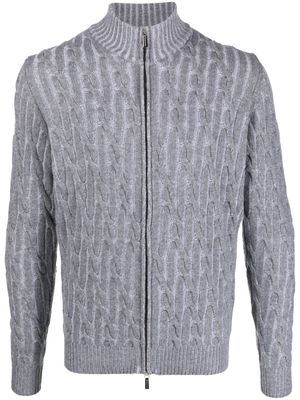 Moorer cable-knit wool-blend cardigan - Blue