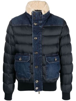 Moorer contrast-panel padded jacket - Blue