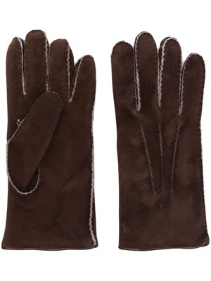 Moorer contrast-trim suede gloves - Brown