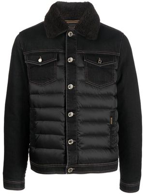 Moorer denim-panelled padded jacket - Black