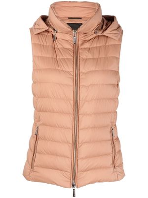Moorer detachable-hood padded zip-up vest - Pink
