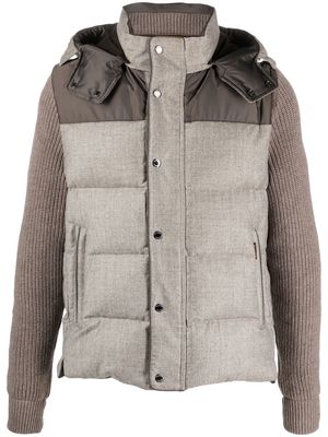 Moorer detachable-sleeve padded jacket - Neutrals