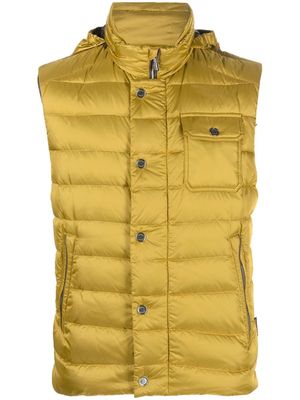 Moorer down-feather hooded vest - Yellow