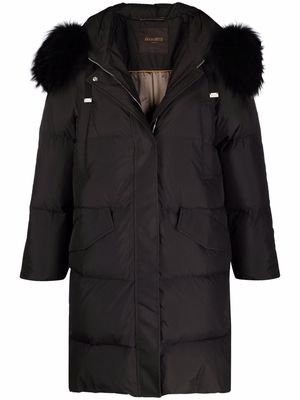 Moorer Enias fur hood trim padded parka - Black