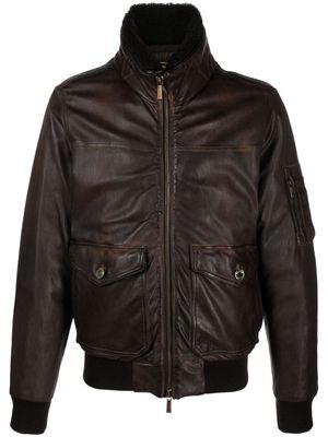 Moorer Folco-PE1 leather bomber jacket - Brown