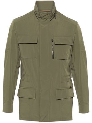 Moorer high-neck concealed-hood jacket - Green