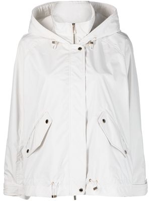Moorer hooded z ip-up coat - White