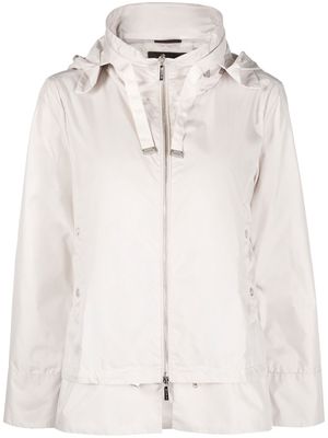 Moorer hooded zip-up coat - White