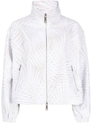 Moorer leaf-print zip-up jacket - White