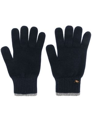 Moorer logo-patch cashmere gloves - Blue