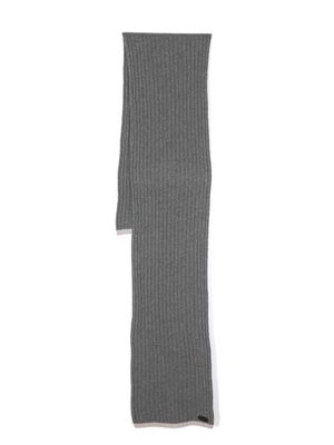 Moorer logo-patch ribbed cashmere scarf - Grey