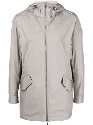 Moorer long-sleeve drawstring raincoat - Neutrals