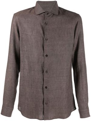 Moorer long-sleeve linen shirt - Brown