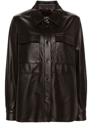 Moorer Nima-Slh leather shirt - Brown
