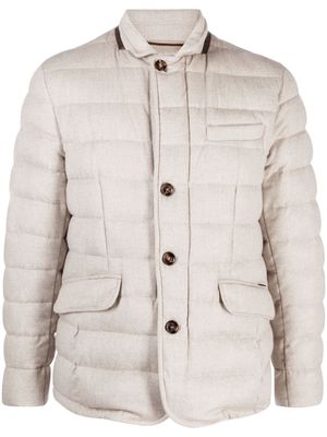 Moorer padded button-up down jacket - Neutrals