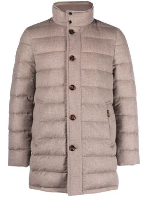 Moorer padded high-neck coat - Neutrals
