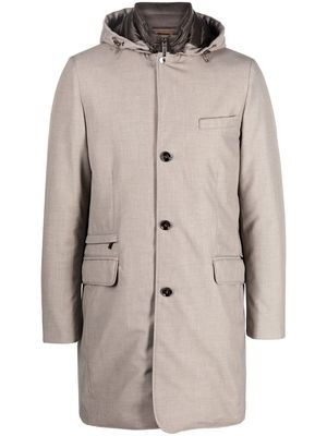 Moorer padded single-breasted coat - Neutrals