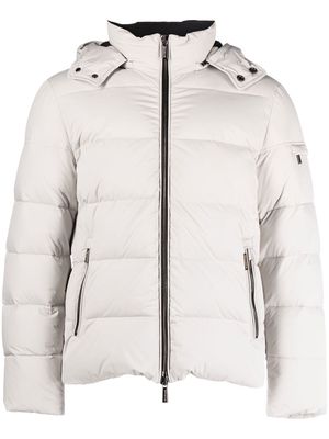 Moorer padded zip-up hooded down jacket - Neutrals
