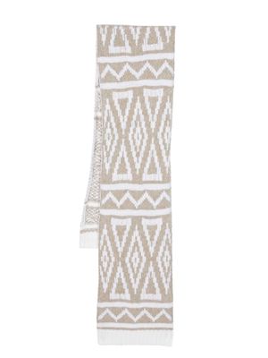 Moorer patterned-knit scarf - Neutrals