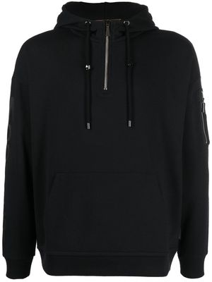 Moorer quarter-zip drawstring hoodie - Black