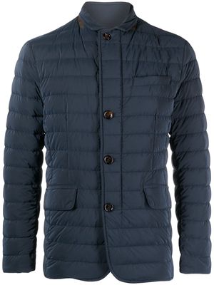 Moorer quilted-finish buttoned-up coat - Blue