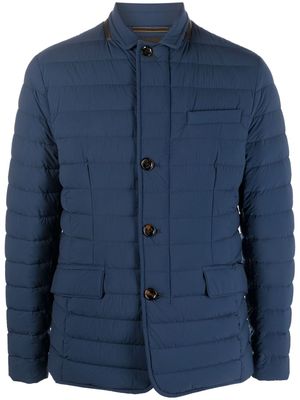 Moorer quilted-finish buttoned-up jacket - Blue